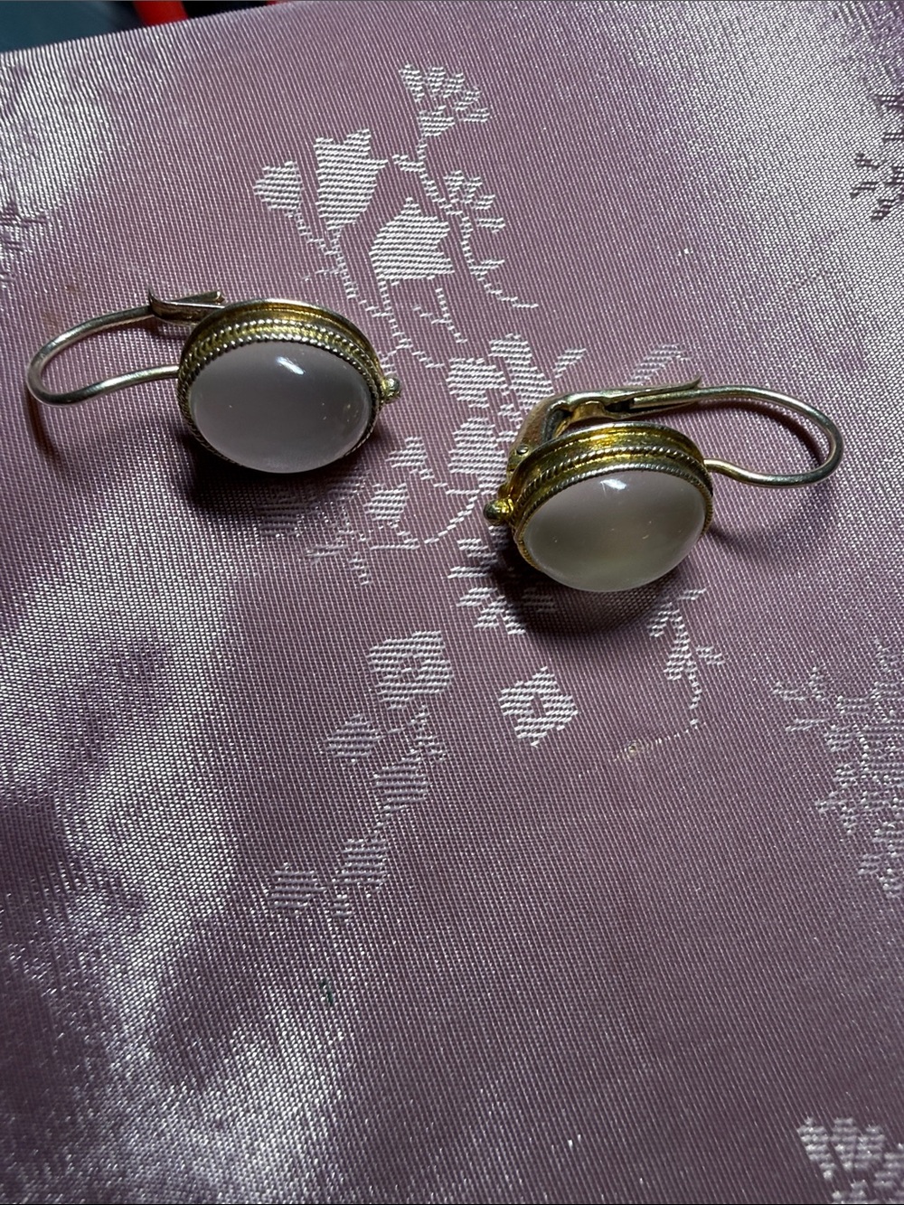 Gold Sterling Silver Moonstone Drop Earrings - Unbranded